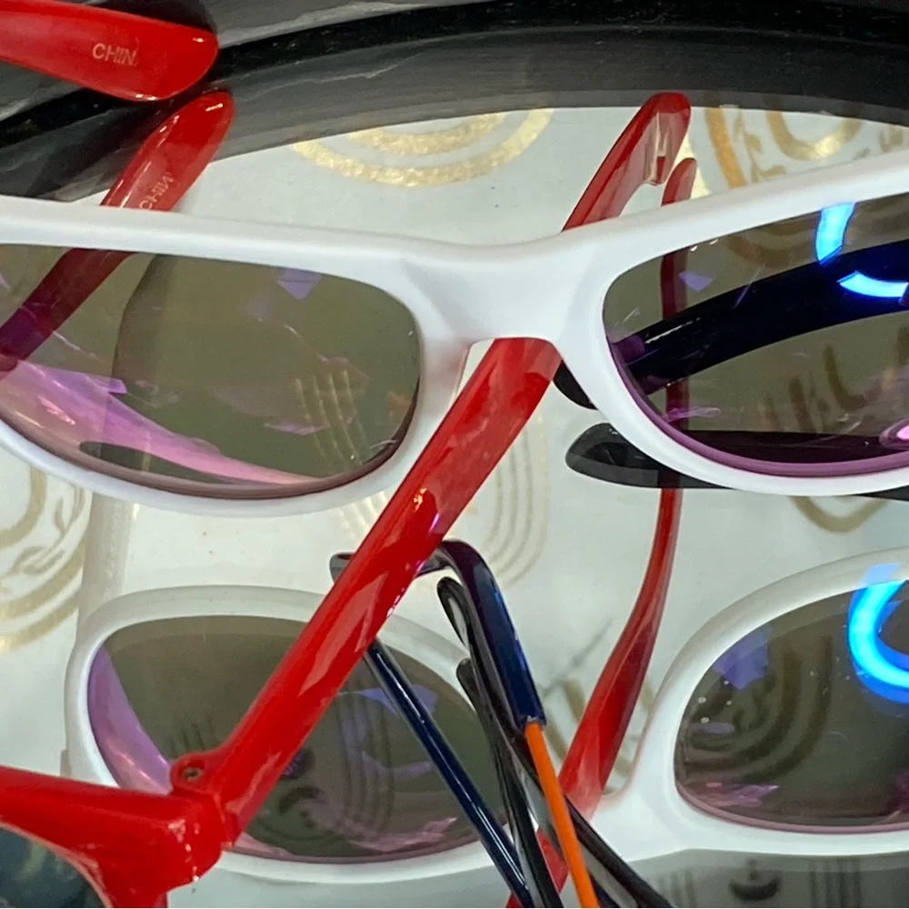 Stylish Sunglasses Set in Red, White, Blue, and Orange
